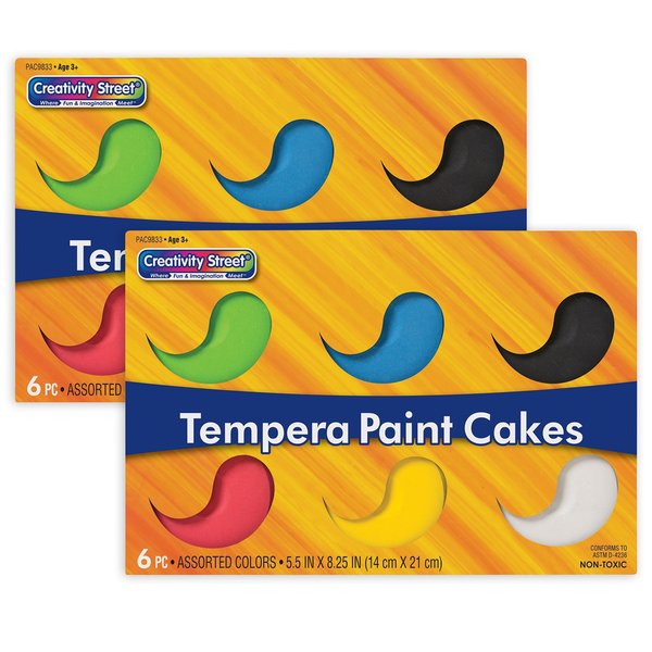 Creativity Street Tempera Cakes, 6 Assorted Colors, 2PK PAC9833
